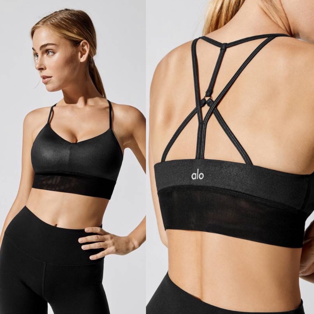 ALO Yoga Lavish Bra in Glossy Black